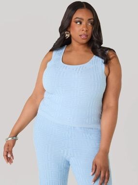 Ashley Stewart Light Blue Textured Knit Tank Sweater